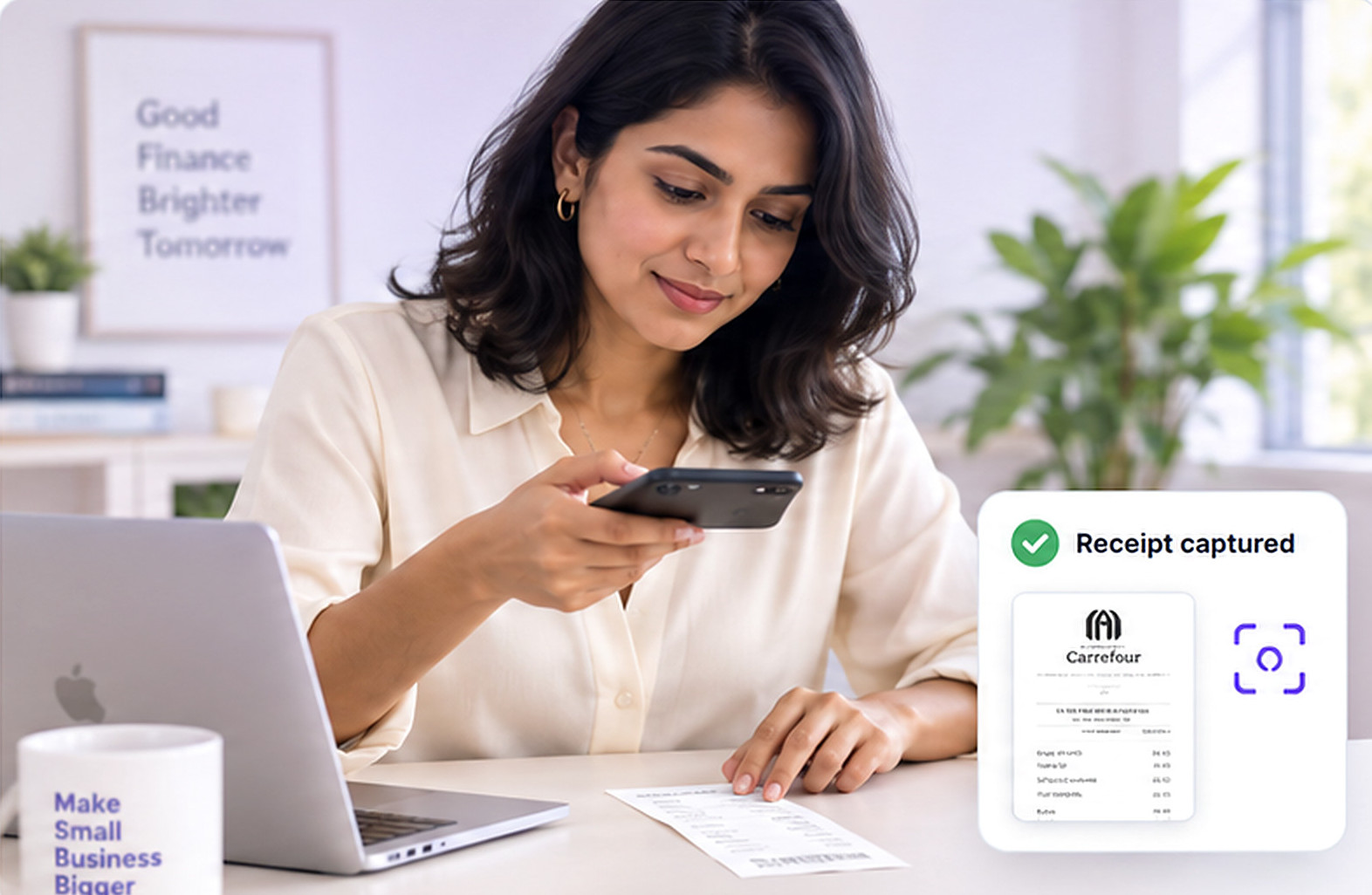 Capturing a receipt with the XYRA mobile app