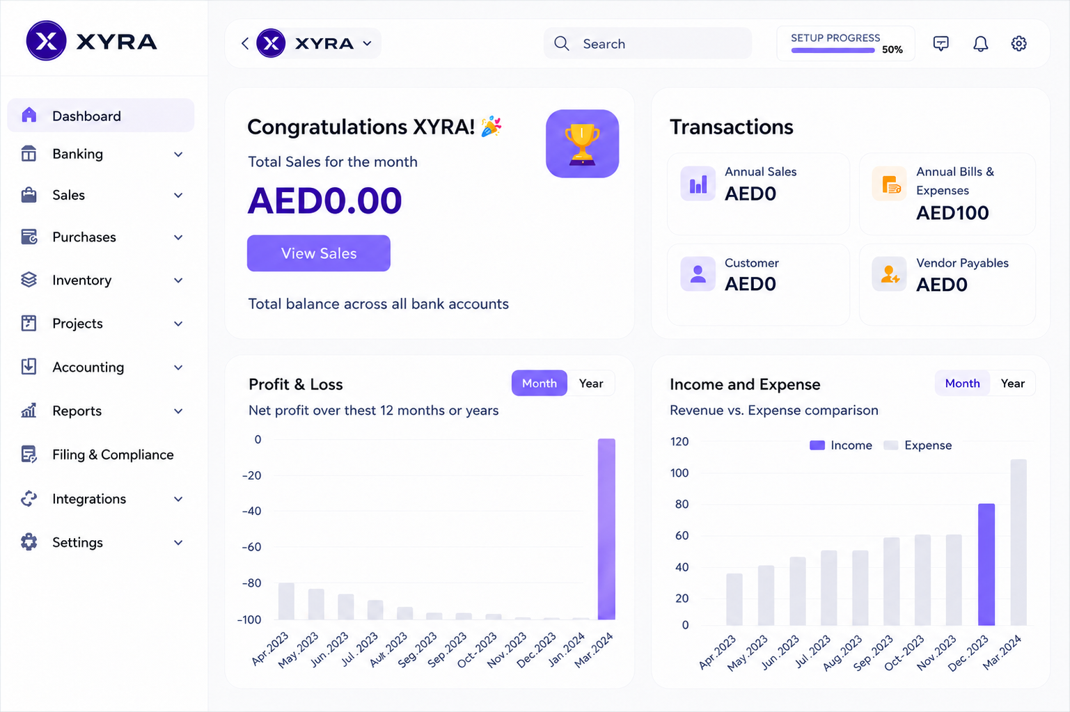 Xyra Books dashboard preview